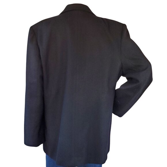 Herman Geist Crest Logo Black Wool Blazer Jacket Academia Womens 16 Lined Pocket - Picture 13 of 13